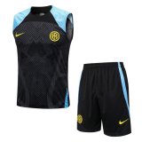 21/22 Inter Milan Black Soccer Training Suit Singlet + Short Mens