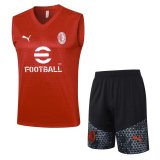 23/24 AC Milan Red Soccer Training Suit Singlet + Short Mens