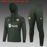 (Hoodie) 23/24 Barcelona Green Soccer Training Suit Sweatshirt + Pants Kids