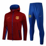 21/22 Barcelona Hoodie Red Soccer Training Suit(Jacket + Pants) Man