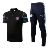22/23 Manchester City Black Soccer Training Suit Polo + Pants Mens