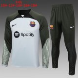 23/24 Barcelona Light Grey Soccer Training Suit Sweatshirt + Pants Kids