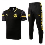 22/23 Dortmund Black Soccer Training Suit Polo + Pants Mens
