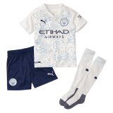20/21 Manchester City Third White Kids Soccer Kit (Jersey + Short + Socks)