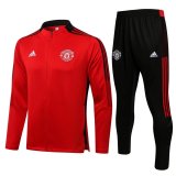 21/22 Manchester United Red Soccer Training Suit Jacket + Pants Mens