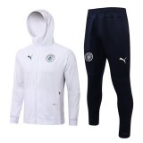 21/22 Manchester City Hoodie White Soccer Training Suit Jacket + Pants Mens