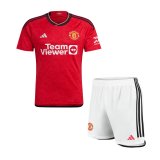 23/24 Manchester United Home Soccer Jersey + Shorts Kids
