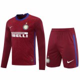 20/21 Inter Milan Goalkeeper Red Long Sleeve Man Soccer Jersey + Shorts Set