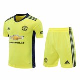 20/21 Manchester United Goalkeeper Yellow Man Soccer Jersey + Shorts Set