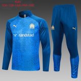 23/24 Olympique Marseille Blue Pyramid Soccer Training Suit Sweatshirt + Pants Kids
