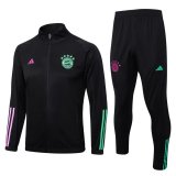 23/24 Bayern Munich Black Soccer Training Suit Jacket + Pants Mens