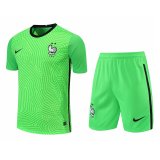 21/22 France Goalkeeper Green Soccer Kit (Jersey + Short) Mens