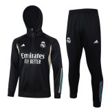 (Hoodie) 23/24 Real Madrid Black Soccer Training Suit Mens
