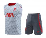 23/24 Liverpool Light Grey Soccer Training Suit Singlet + Short Mens