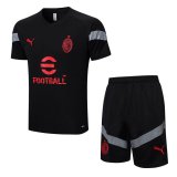22/23 AC Milan Black Soccer Training Suit Jersey + Short Mens
