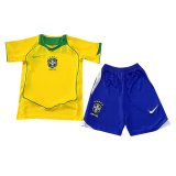 2004 Brazil Retro Home Soccer Jersey + Shorts Kids