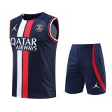 23/24 PSG x Jordan Navy Soccer Training Suit Singlet + Short Mens
