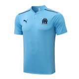 21/22 Olympique Marseille Sky Blue Soccer Polo Jersey Mens