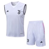 23/24 Juventus White Soccer Training Suit Singlet + Short Mens
