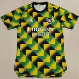 (Player Version) 2022 Arsenal Green Yellow Black Mosaic Soccer Training Jersey Mens