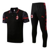 22/23 AC Milan Black Soccer Training Suit Polo + Pants Mens
