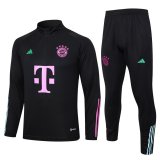 23/24 Bayern Munich Black Soccer Training Suit Sweatshirt + Pants Mens