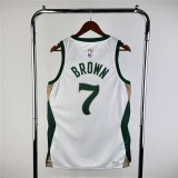(BROWN - 7) 23/24 Boston Celtics White Swingman Jersey - City Edition Mens