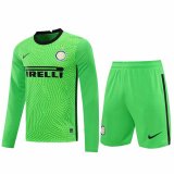 20/21 Inter Milan Goalkeeper Green Long Sleeve Man Soccer Jersey + Shorts Set