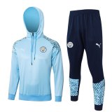 (Hoodie) 23/24 Manchester City Blue Soccer Training Suit Sweatshirt + Pants Mens