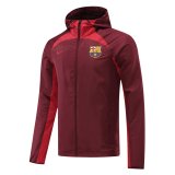 (Hoodie) 21/22 Barcelona Burgundy All Weather Windrunner Soccer Jacket Mens