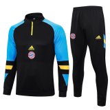 23/24 Bayern Munich Black - Blue Soccer Training Suit Sweatshirt + Pants Mens