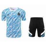 21/22 Olympique Marseille Light Blue Soccer Training Suit (Jersey + Short) Man