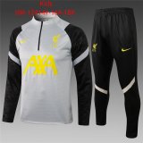 21/22 Liverpool Grey Soccer Training Suit(Sweatshirt + Pants) Kids