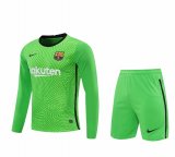 20/21 Barcelona Goalkeeper Green Long Sleeve Man Soccer Jersey + Shorts Set