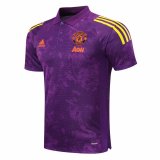 20/21 Manchester United UCL Purple Men Soccer Polo Jersey