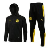 21/22 Borussia Dortmund Hoodie Black Soccer Training Suit Jacket + Pants Mens