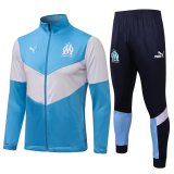21/22 Olympique Marseille Light Blue Soccer Training Suit Jacket + Pants Mens