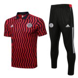 22/23 Bayern Munich Red Soccer Training Suit Polo + Pants Mens