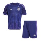 2022 Argentina 3-Star Away Soccer Jersey + Shorts Kids