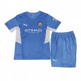 21/22 Manchester City Home Soccer Kit Jersey + Shorts Kids