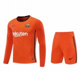 20/21 Barcelona Goalkeeper Orange Long Sleeve Man Soccer Jersey + Shorts Set
