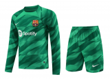 (Long Sleeve) 23/24 Barcelona Goalkeeper Green Soccer Jersey + Shorts Mens