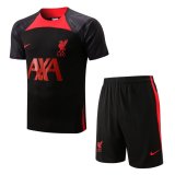 22/23 Liverpool Black Soccer Jersey + Shorts Mens