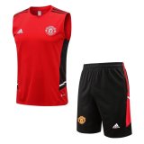 22/23 Manchester United Red Soccer Singlet + Shorts Mens