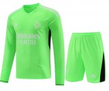 (Long Sleeve) 23/24 Real Madrid Goalkeeper Green Soccer Jersey + Shorts Mens