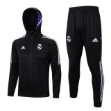 (Hoodie) 22/23 Real Madrid Black Soccer Training Suit Jacket + Pants Mens