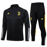 23/24 Juventus Black Soccer Training Suit Jacket + Pants Mens