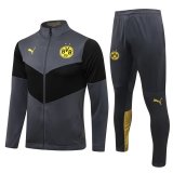 21/22 Borussia Dortmund Grey Soccer Training Suit Jacket + Pants Mens