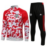 21/22 Manchester United Red - White Soccer Training Suit Jacket + Pants Mens