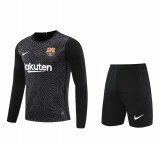 20/21 Barcelona Goalkeeper Black Long Sleeve Man Soccer Jersey + Shorts Set